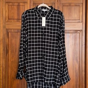 Calvin Klein B&W checkered collared button down 2X